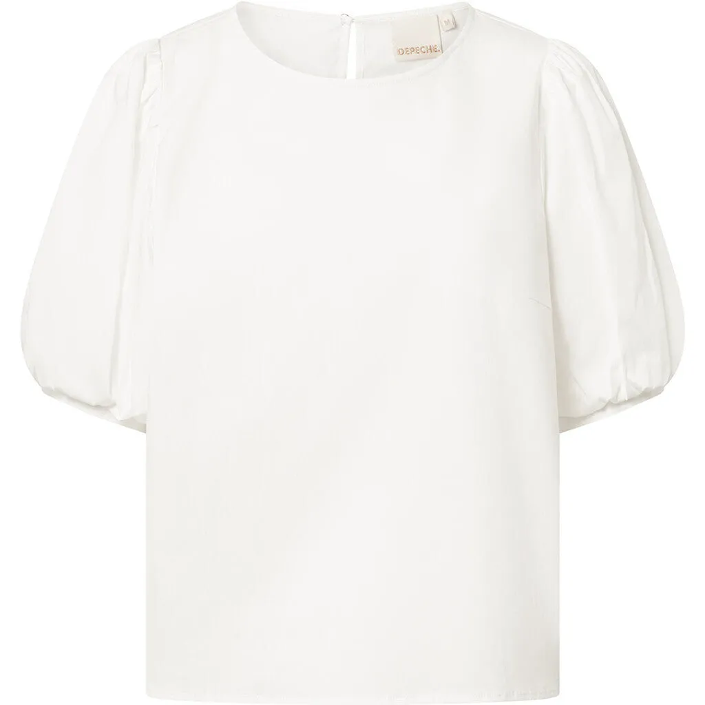 Abi blouse with puff at shoulder / 100002 - Off White