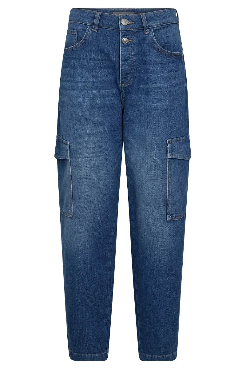 Adeline Stina Cargo Jeans Ankle | Blue | Jeans fra Mos Mosh