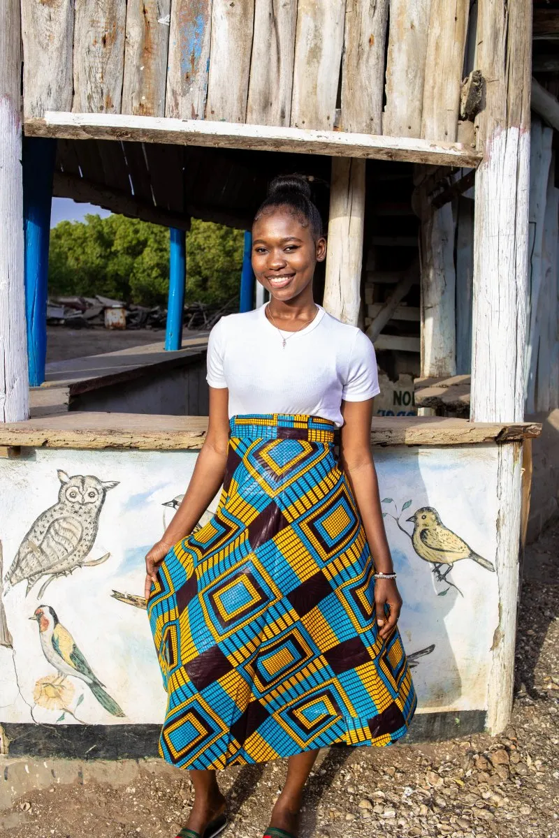 African Maxi Skirt In Blue Kente