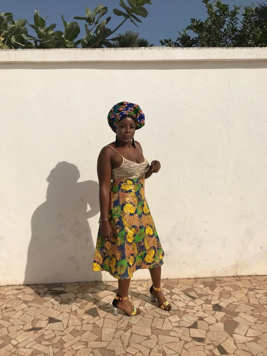 African Skirt, Wrap Skirt in Gold Ankara Print - Beach Skirt