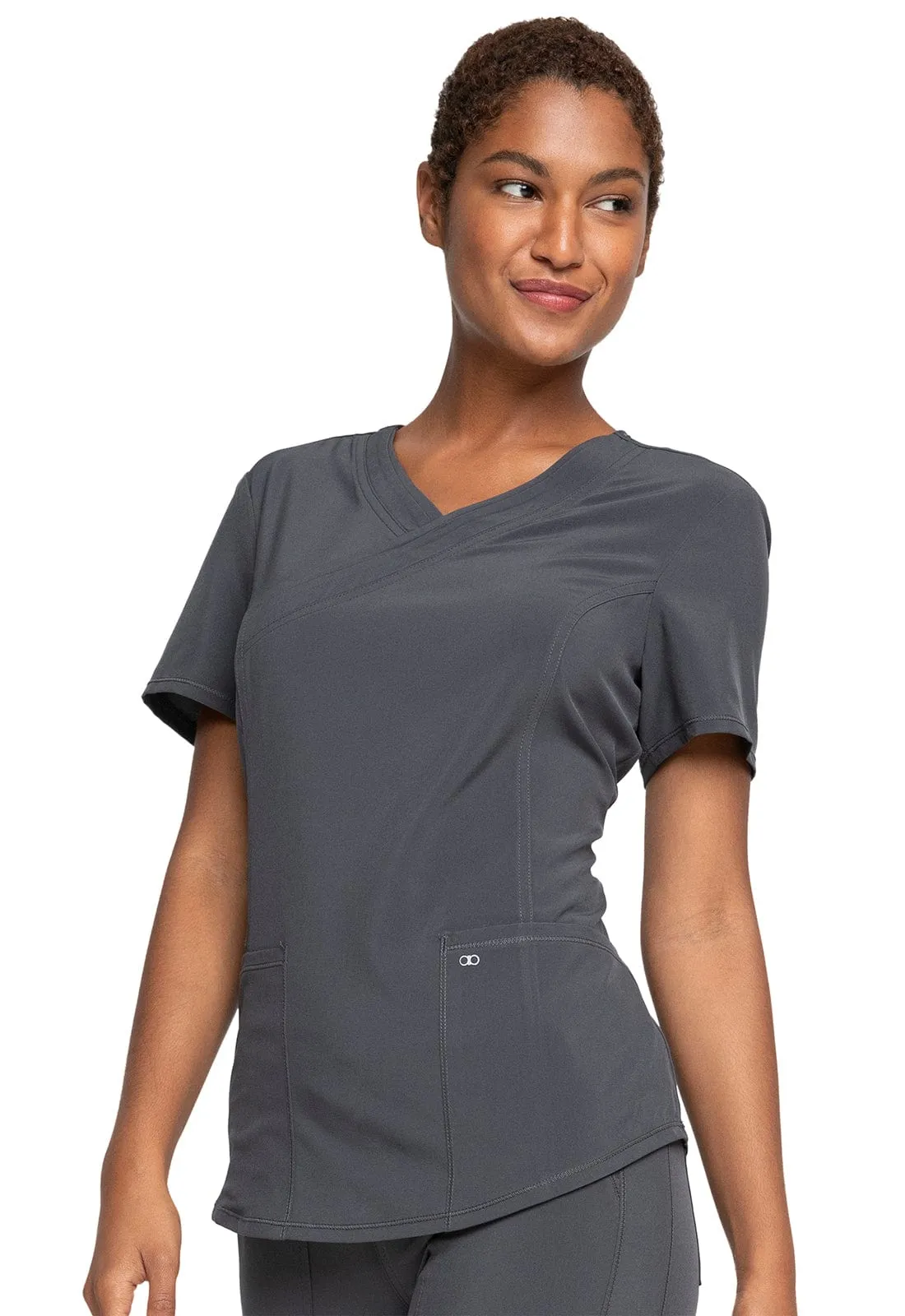 Allura Contemporary Mock Wrap Scrub Top CKA688