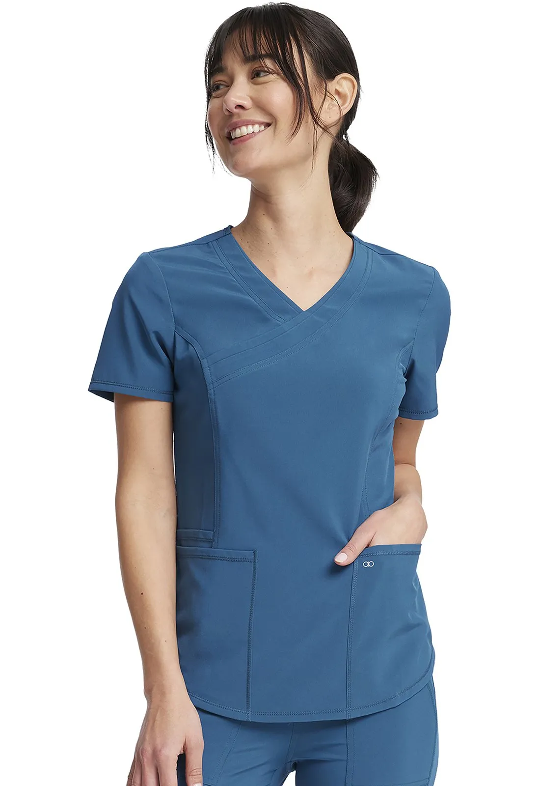 Allura Contemporary Mock Wrap Scrub Top CKA688