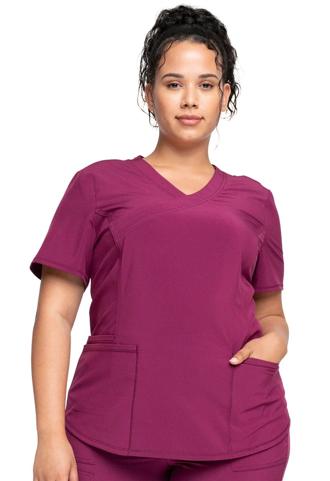 Allura Contemporary Mock Wrap Scrub Top CKA688