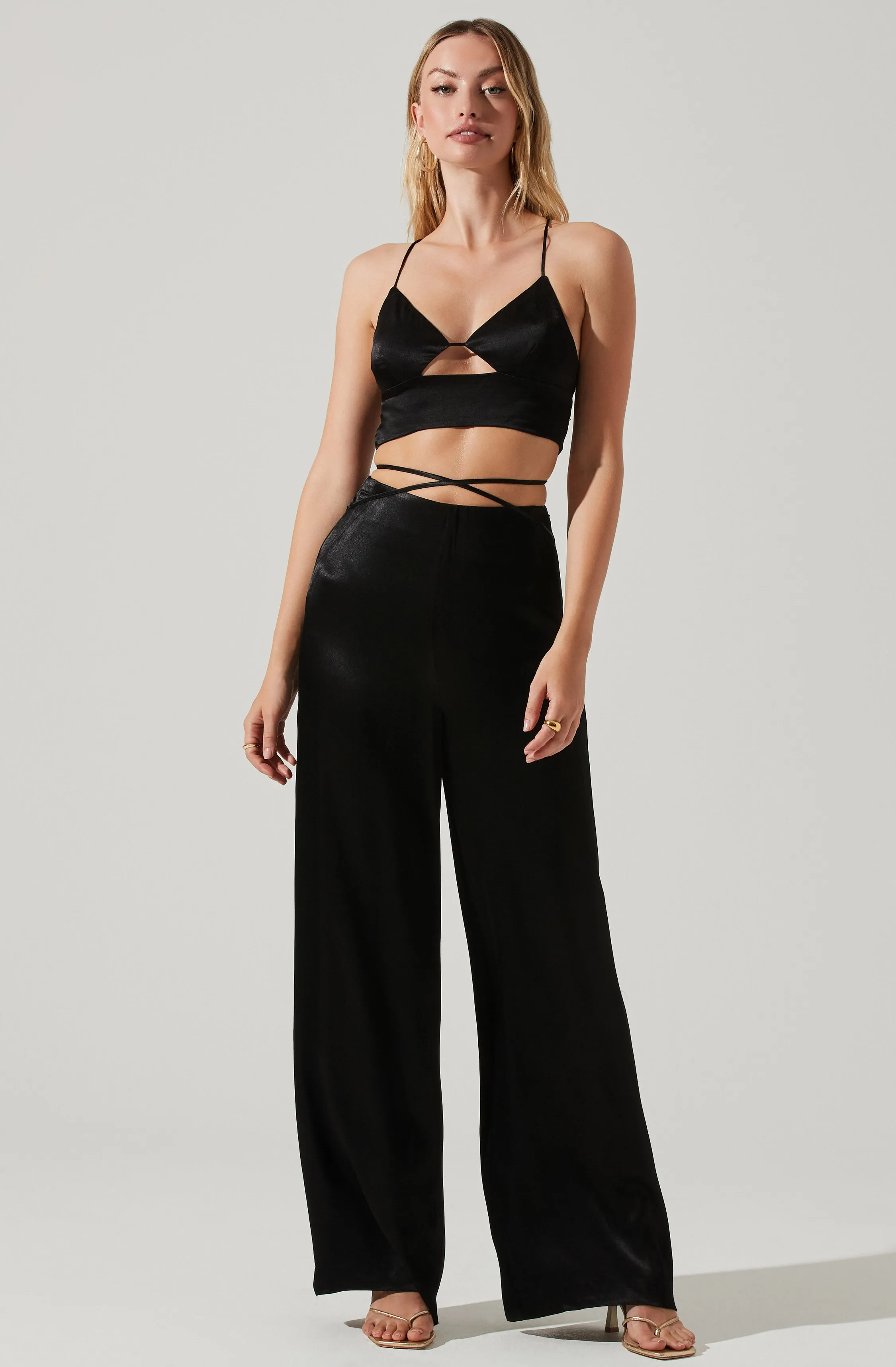 Amiah Satin Cutout Crop Top