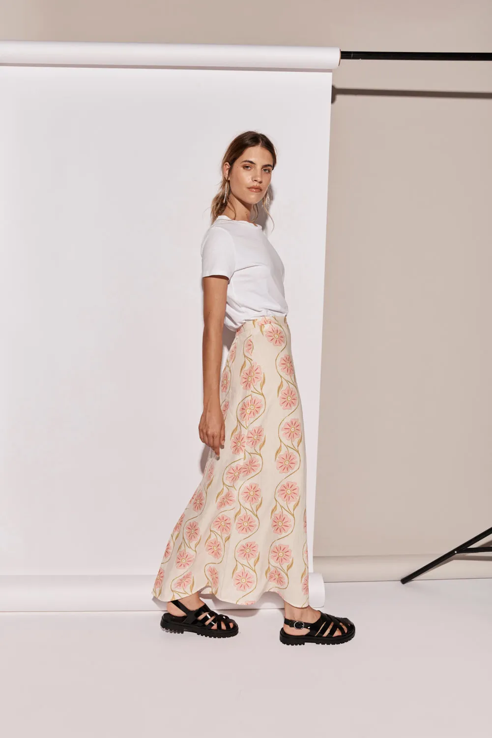 Ari Linen Maxi Skirt Bloom