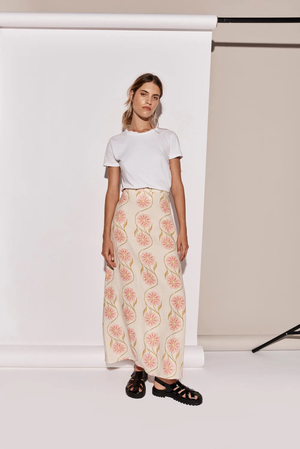 Ari Linen Maxi Skirt Bloom