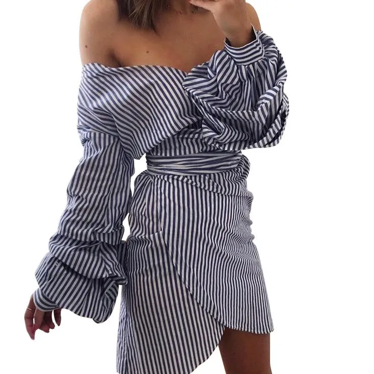 Asymmetrical Sexy Off Shoulder Wrap Dress