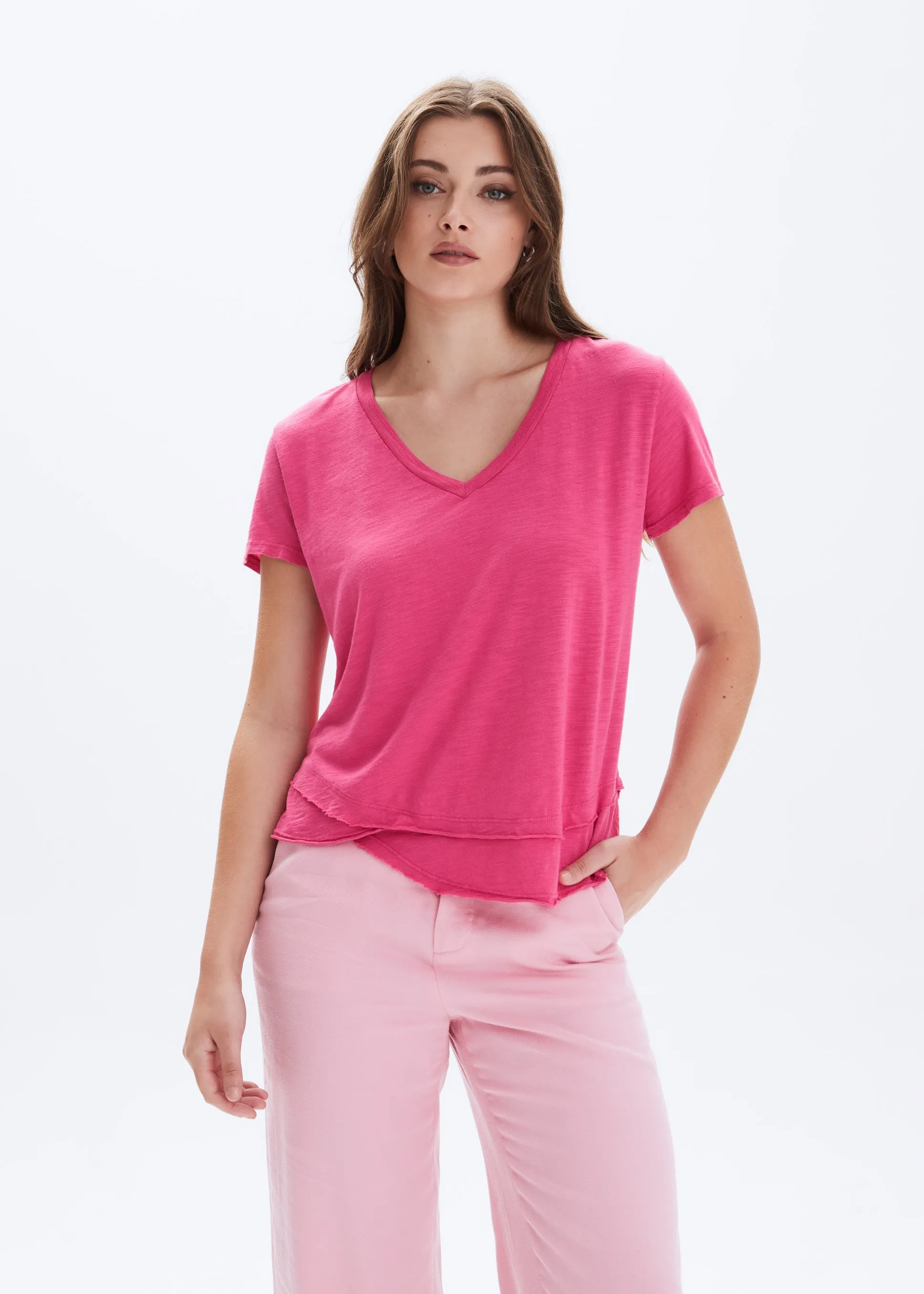 AVA V-NECK MOCK LAYER T-SHIRT