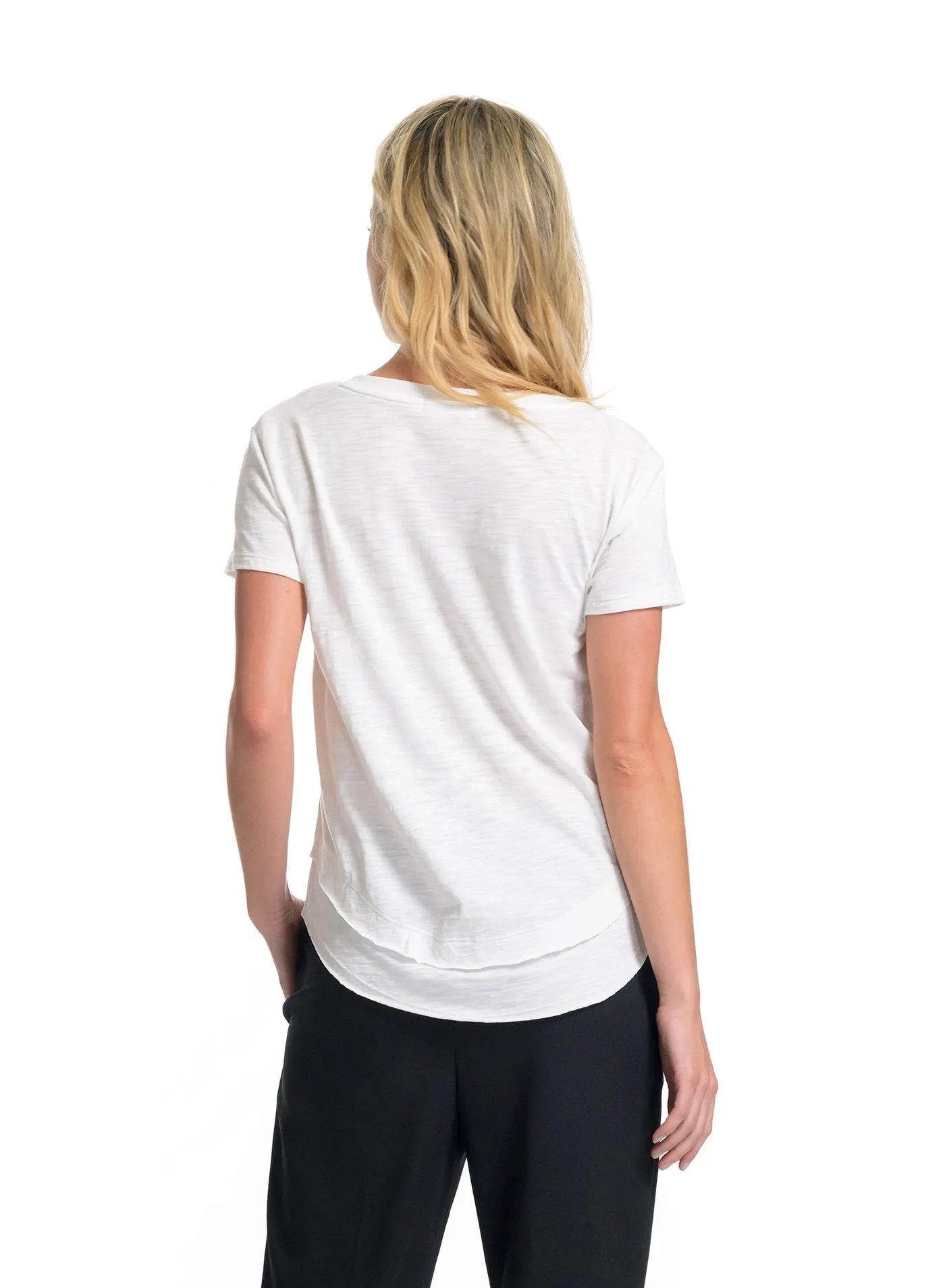 AVA V-NECK MOCK LAYER V-NECK TEE