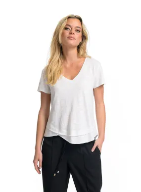 AVA V-NECK MOCK LAYER V-NECK TEE