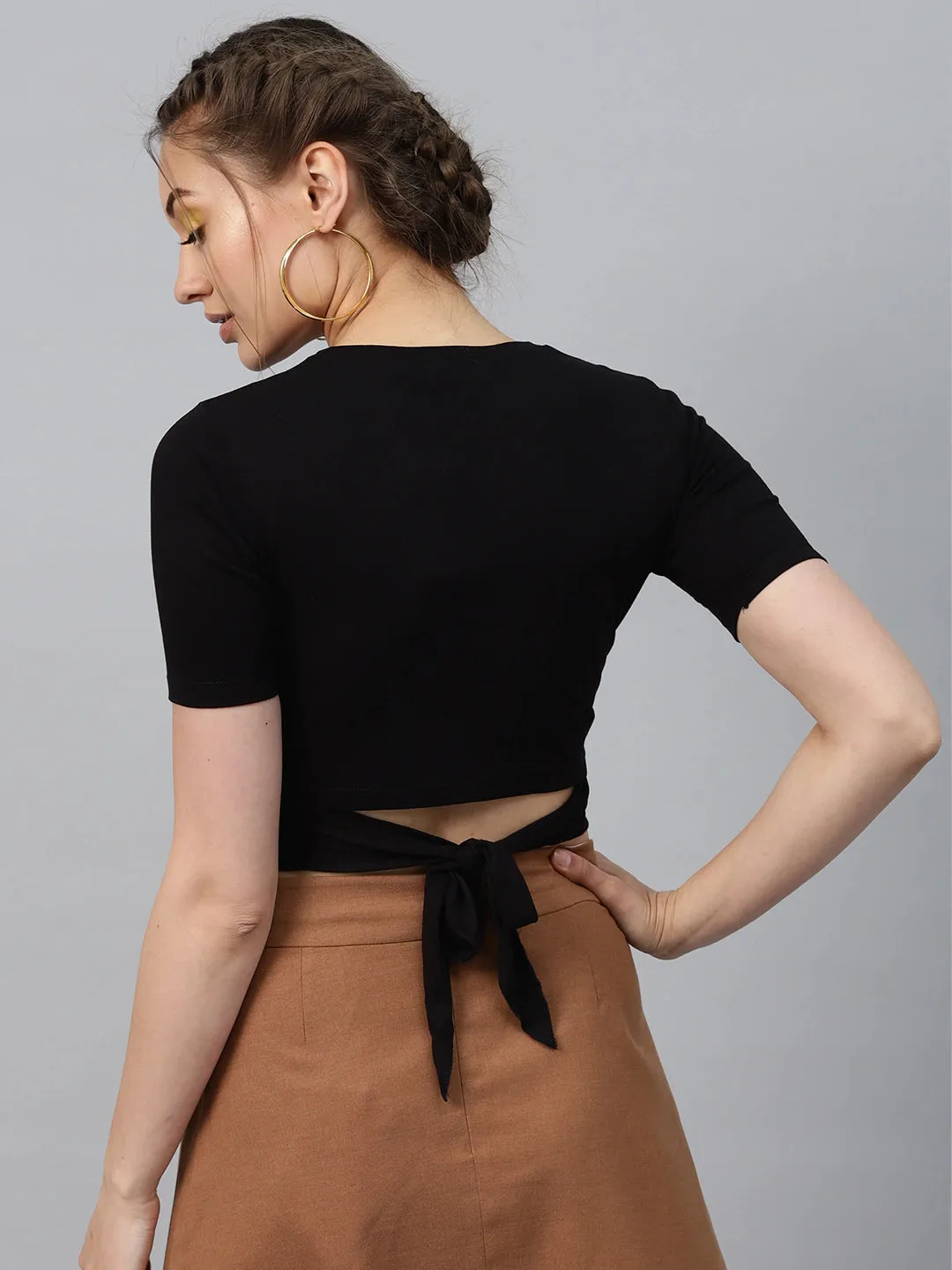 Black Back Knot Crop Top