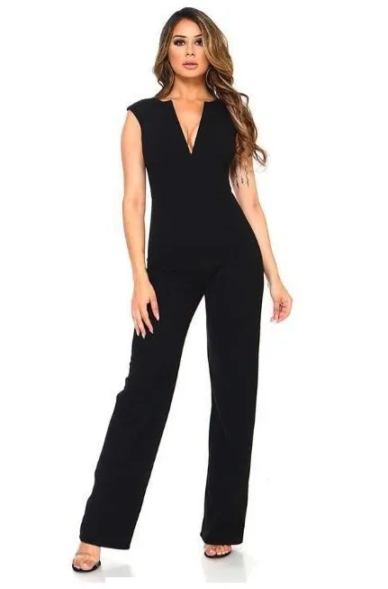 Black V-Neck Jumpsuit