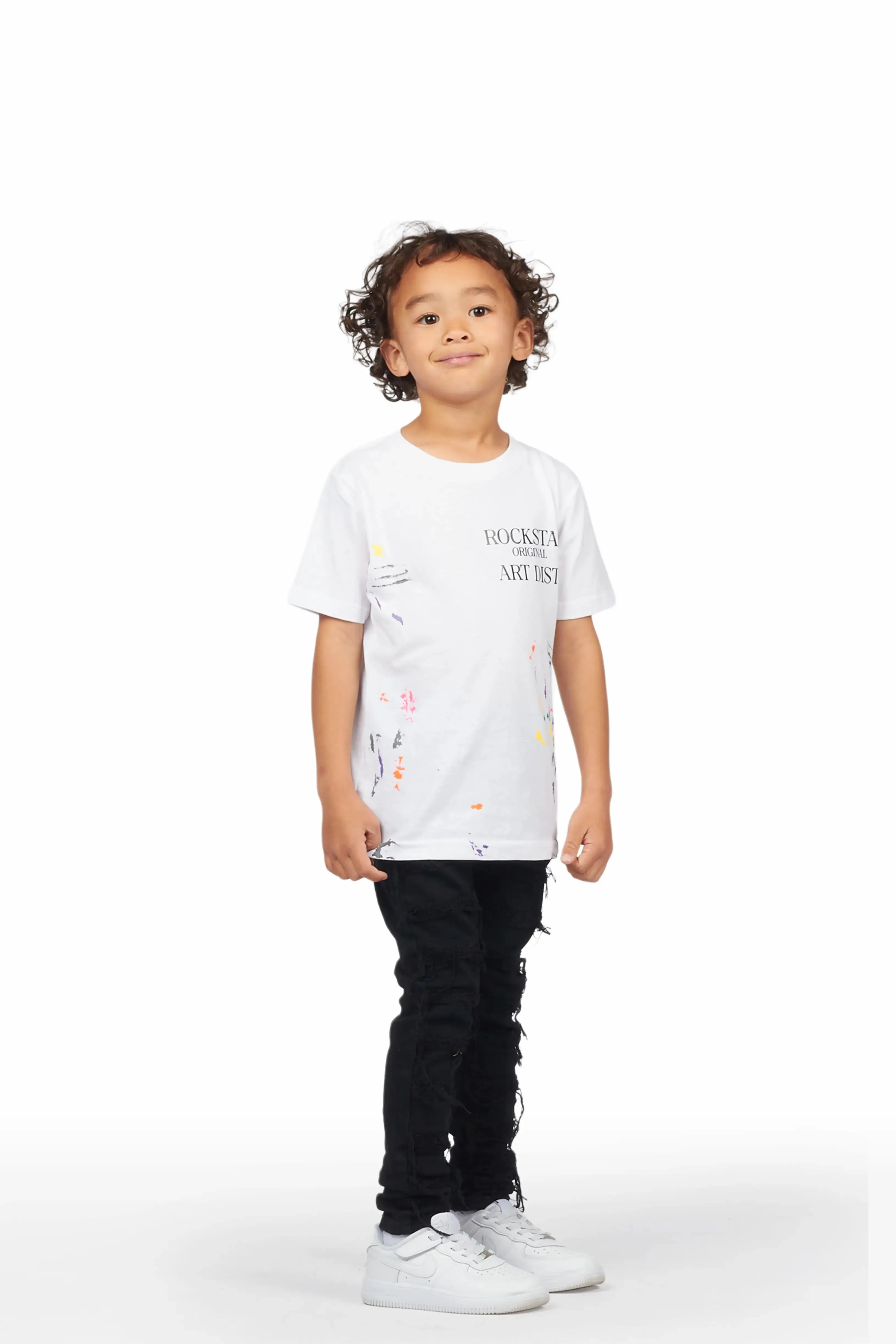 Boys Mahak Black Frayed Jeans