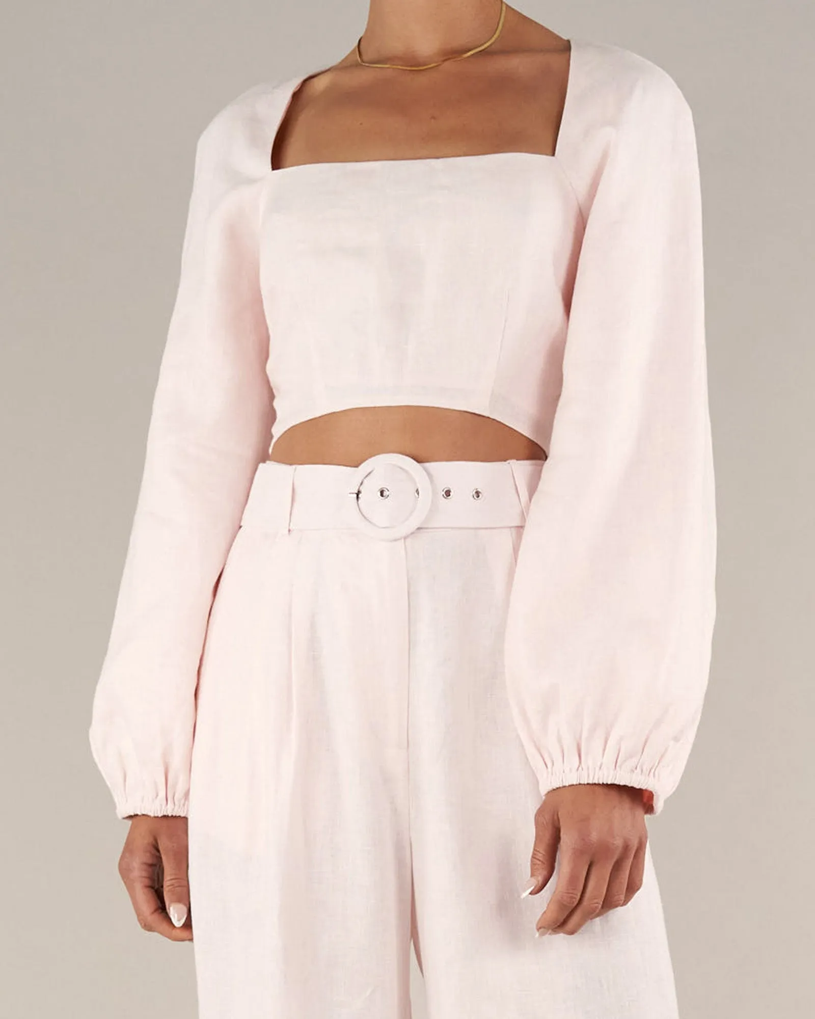 Bridgette Linen Crop Top - Rosewater