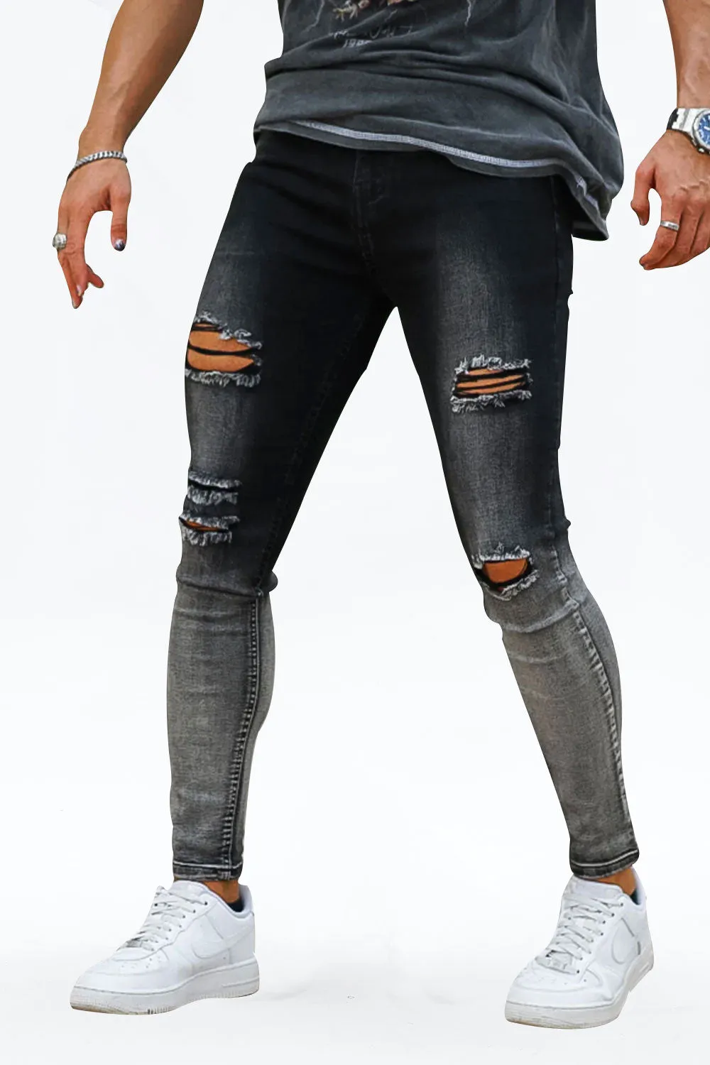 Buy $80 Free Shipping Men's Vintage Skinny Jean - Black And Grey