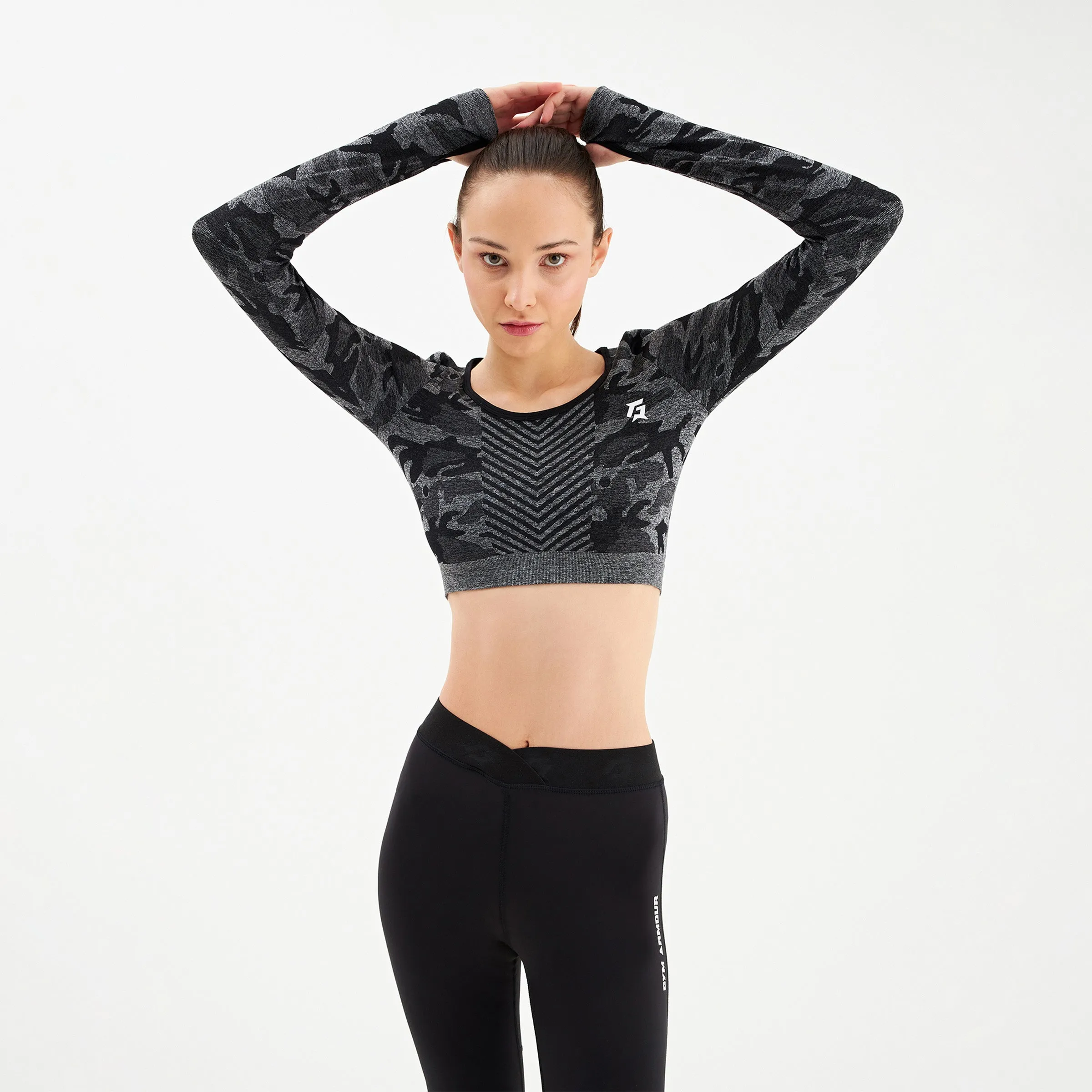 Camo Seamless Crop Top (Black)