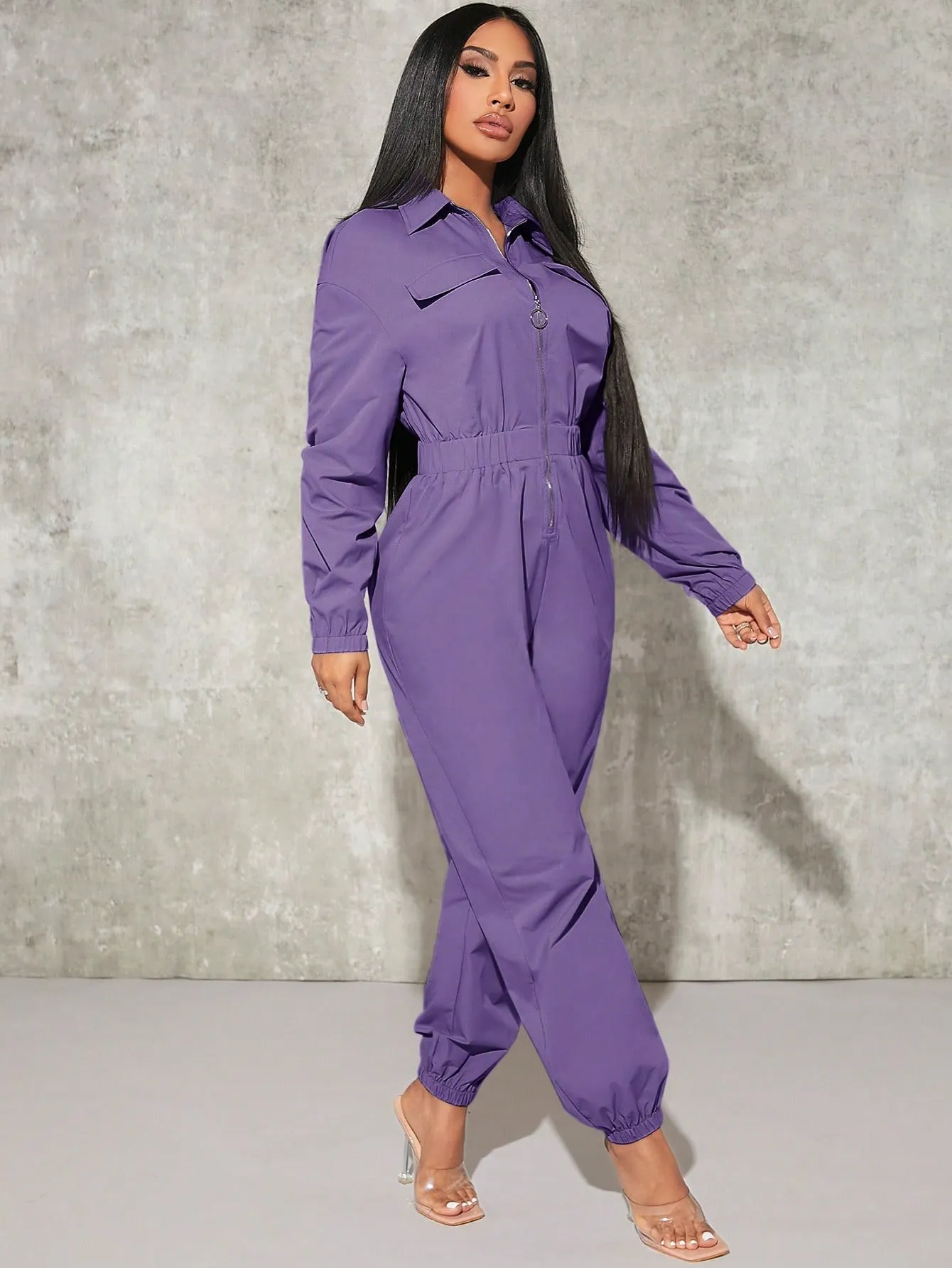 Cargo Elastic Waist Jumpsuit