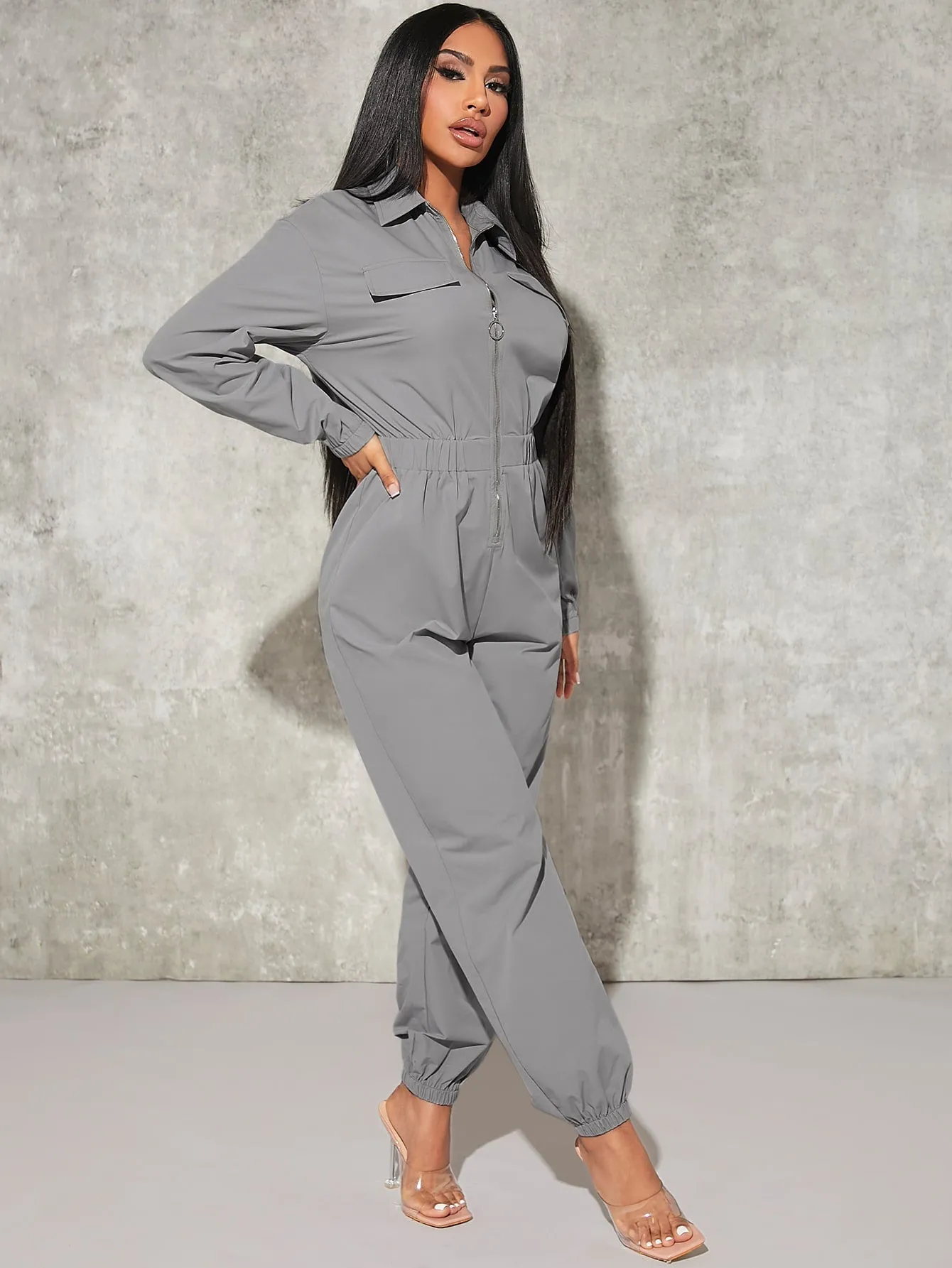 Cargo Elastic Waist Jumpsuit