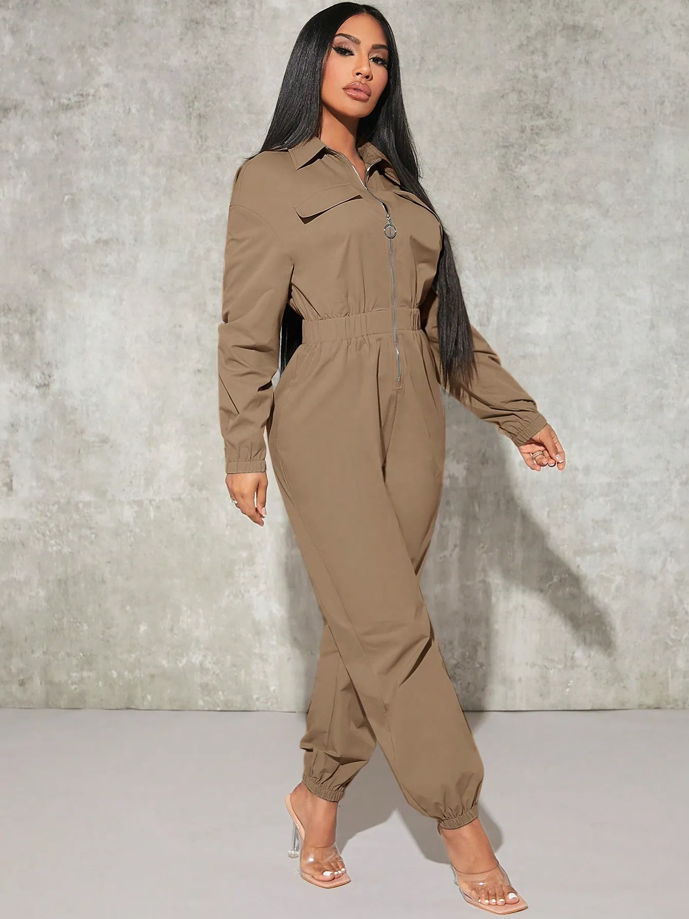 Cargo Elastic Waist Jumpsuit