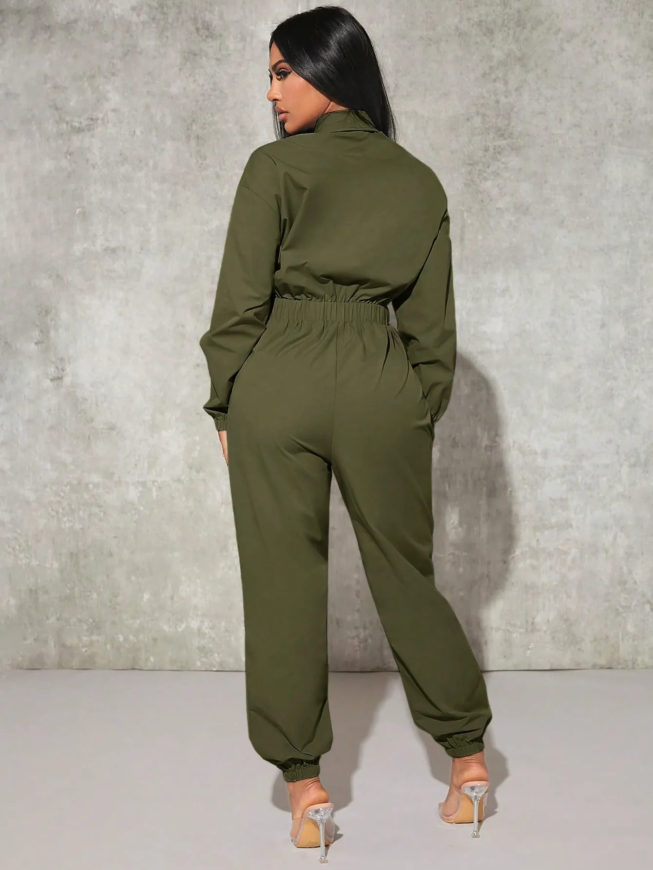 Cargo Elastic Waist Jumpsuit