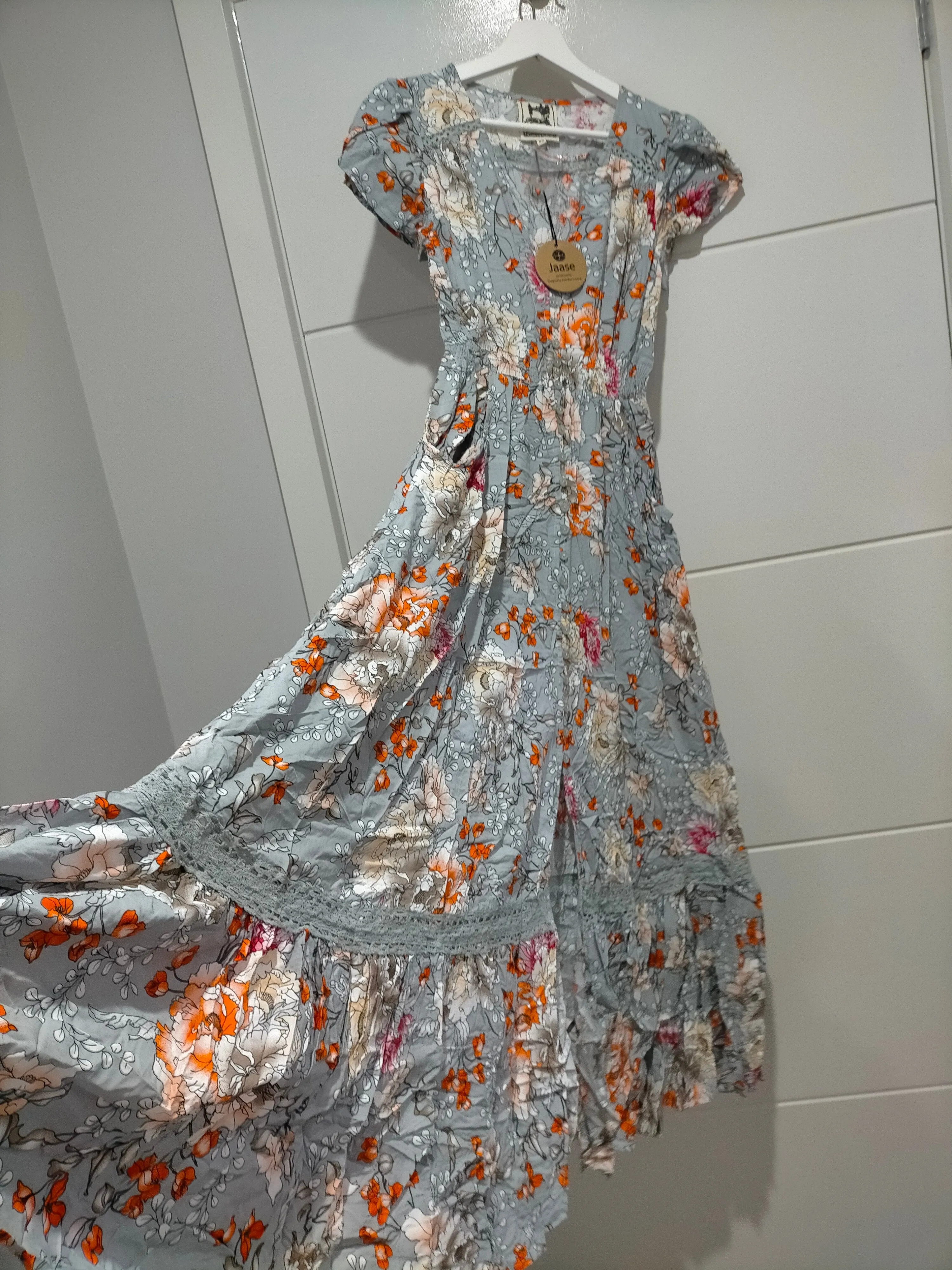 Carmen Maxi Dress Orange Blossom Print