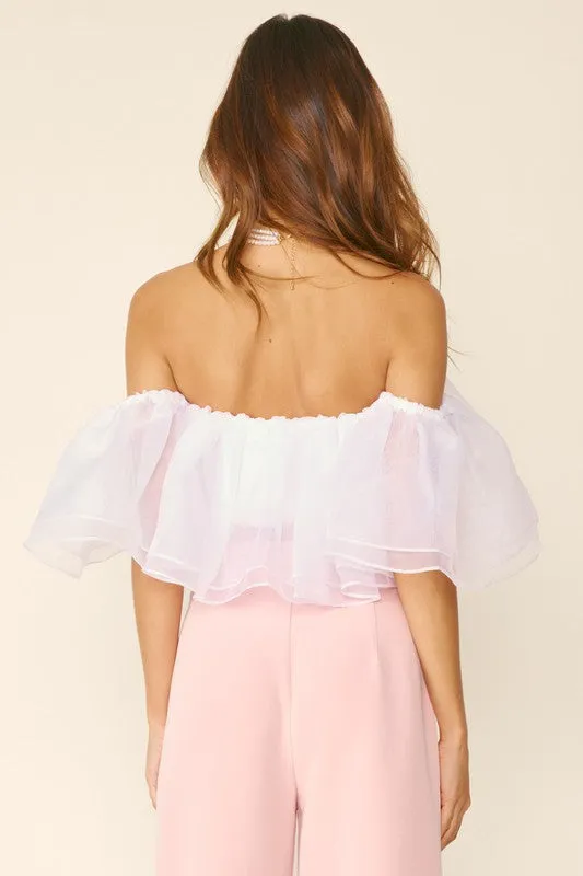 Caroline Organza Off Shoulder Ruffle (White)