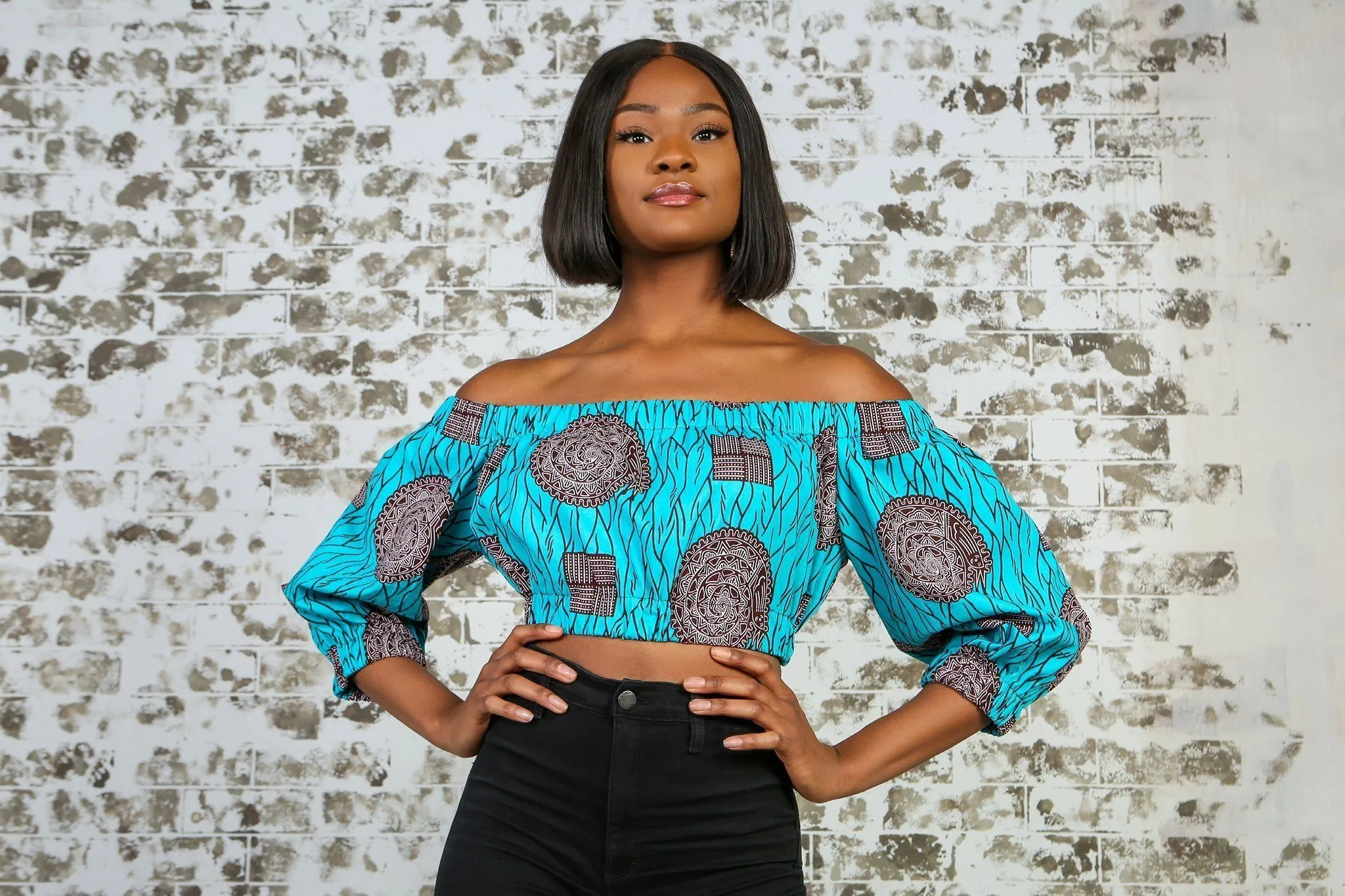 CHETSA African Print Crop top