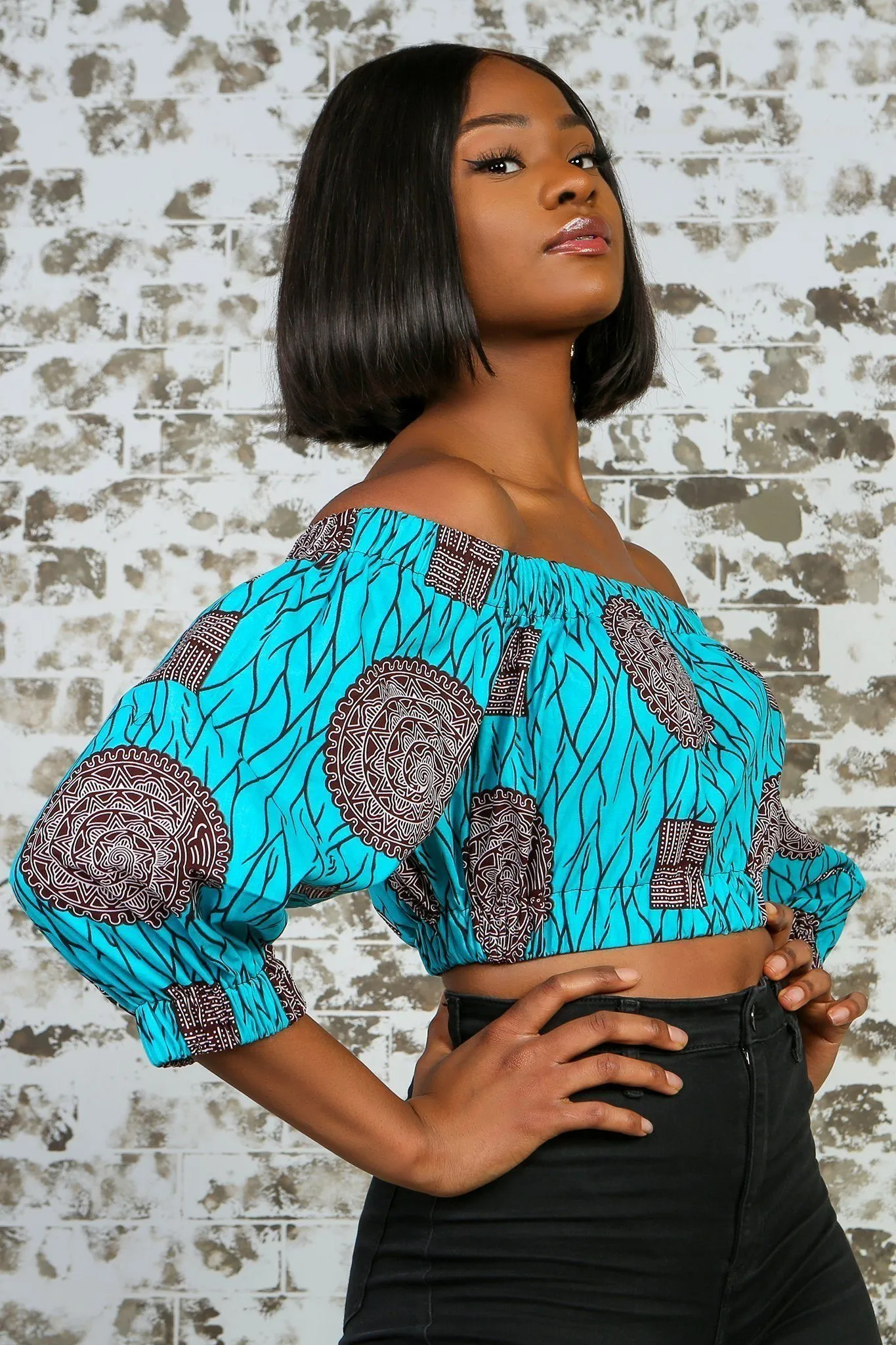 CHETSA African Print Crop top