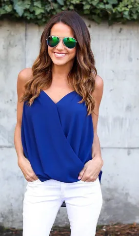 Chiffon cross V neck Top