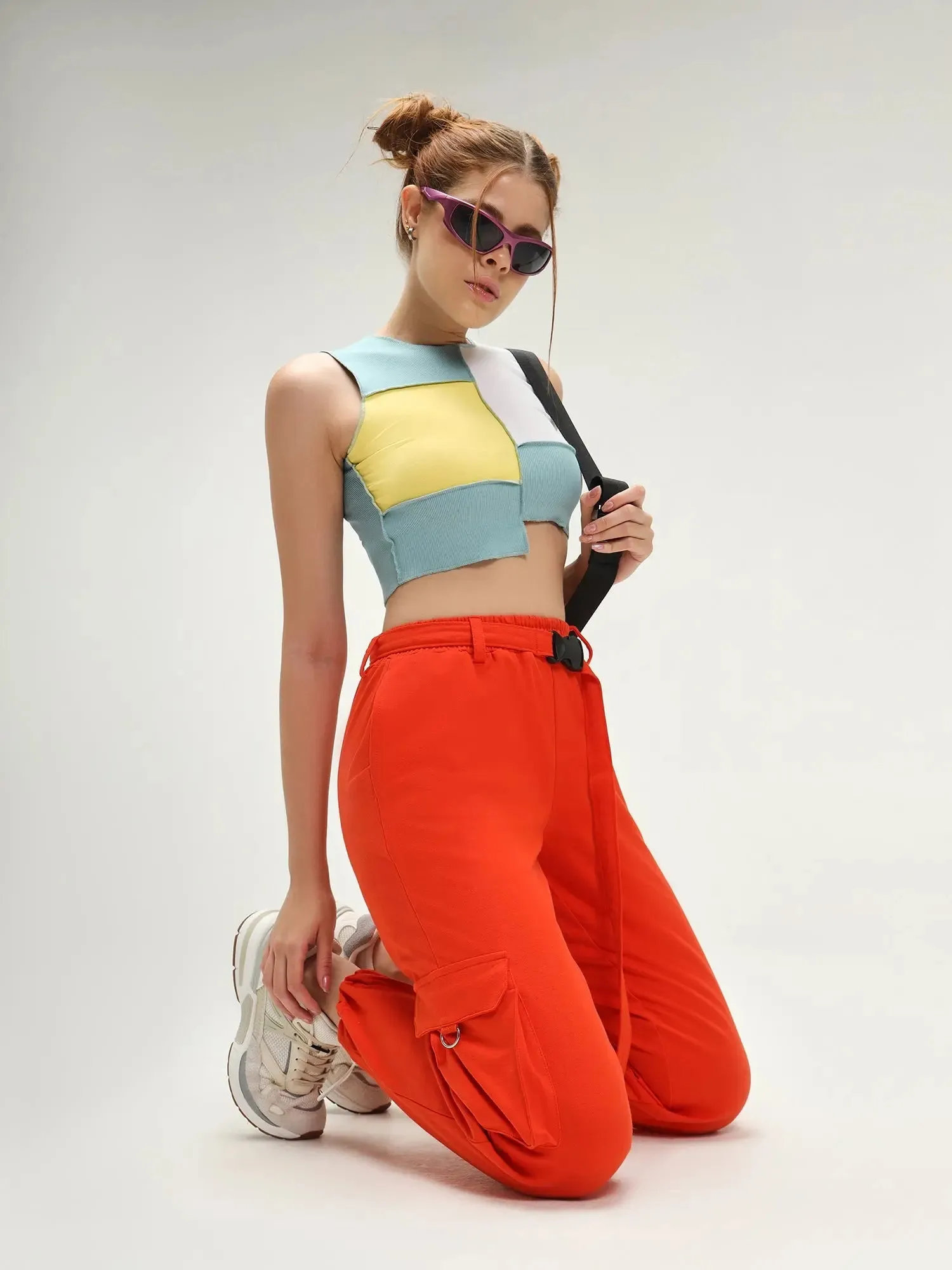 Colourblock Patchwork Crop Top