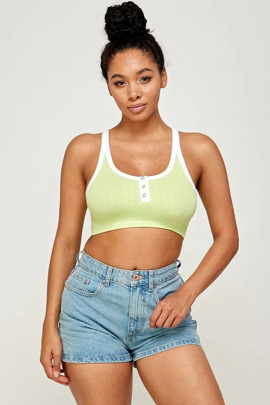 Contrast Knit Crop Top