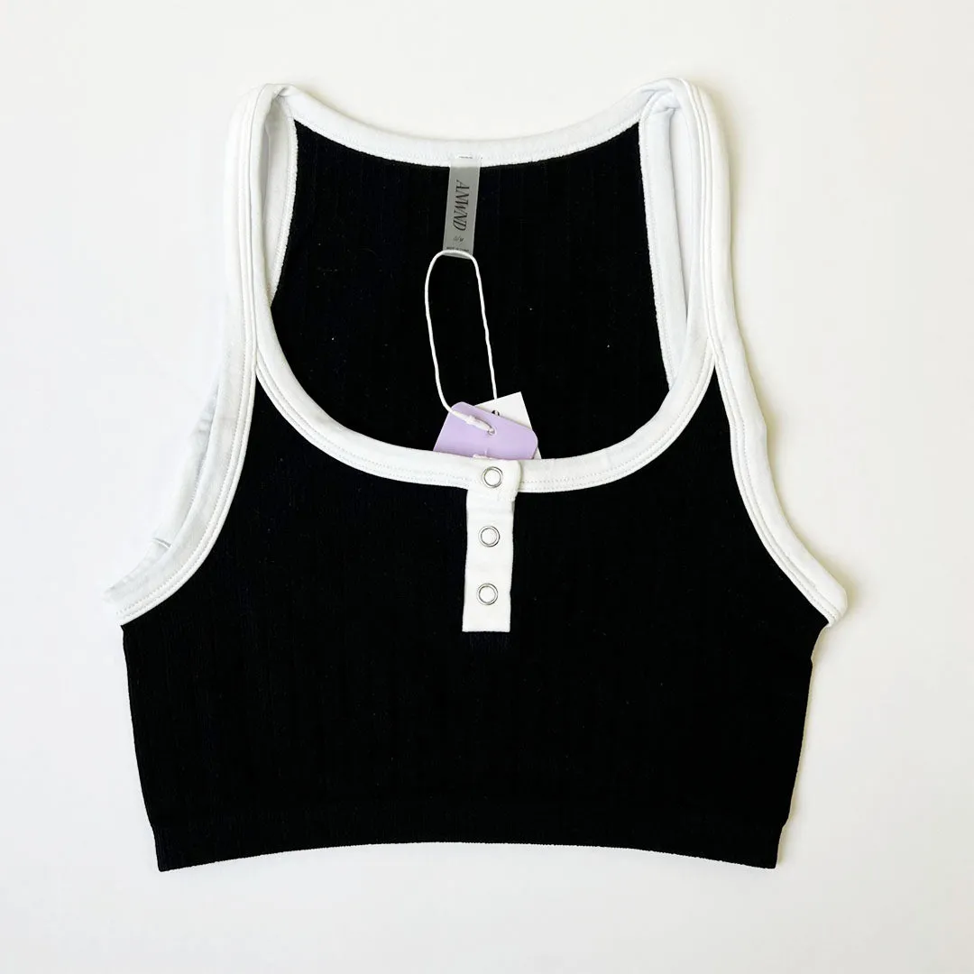 Contrast Knit Crop Top