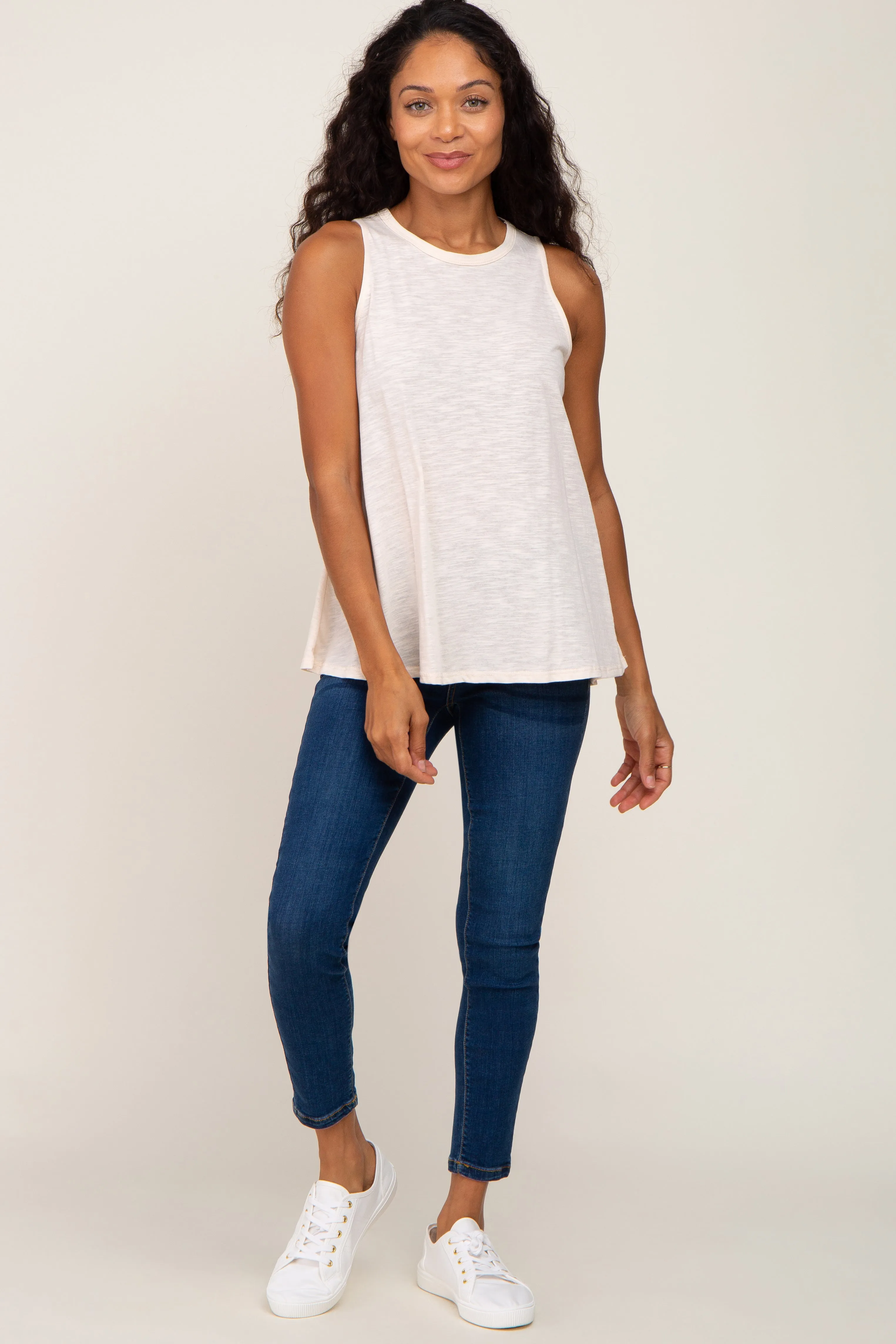 Cream Heathered Tank Top