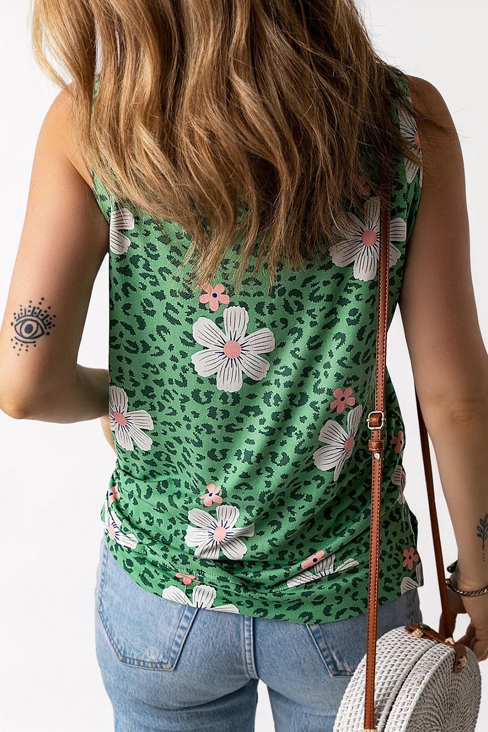 Crew Neck Floral Tank Top