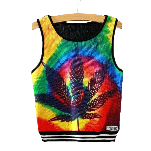 Dank Master Rainbow Weed Crop Top