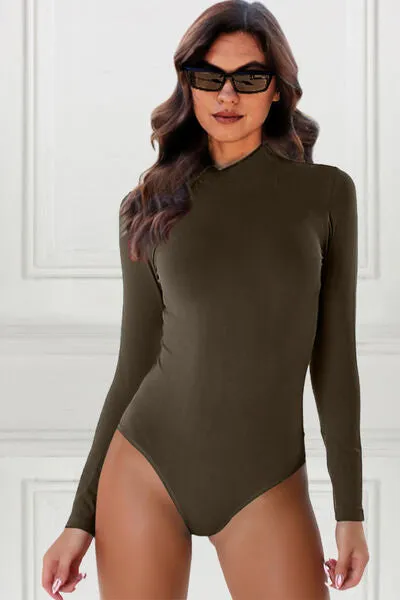 Explore More Collection - Basic Bae Full Size Mock Neck Long Sleeve Bodysuit