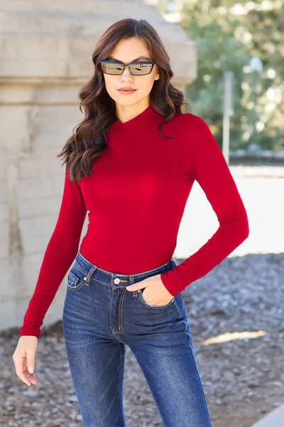 Explore More Collection - Basic Bae Full Size Mock Neck Long Sleeve Bodysuit