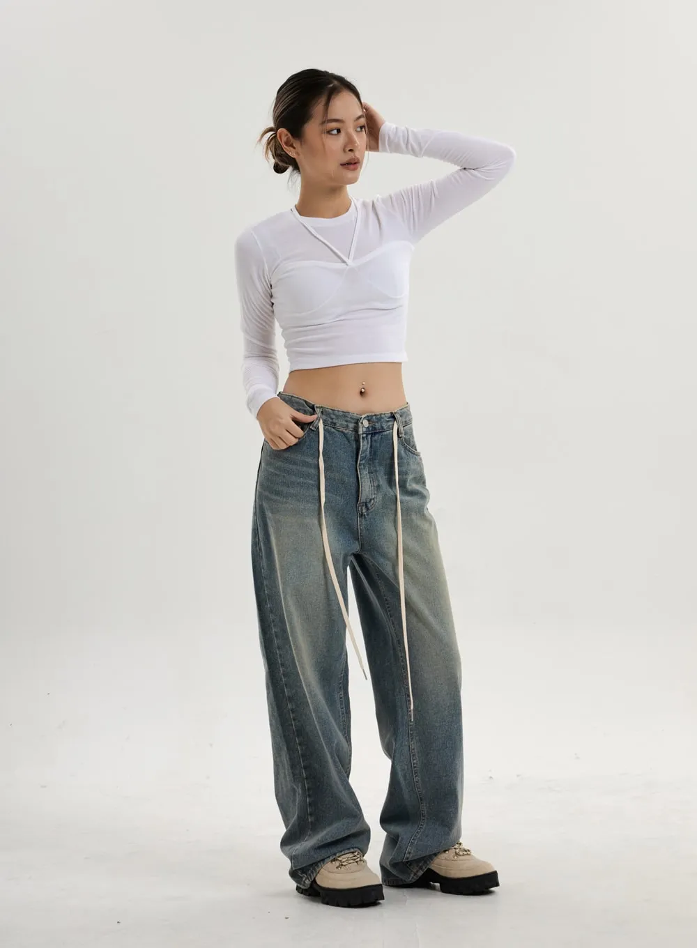 Fake Layered Crop Top CN17