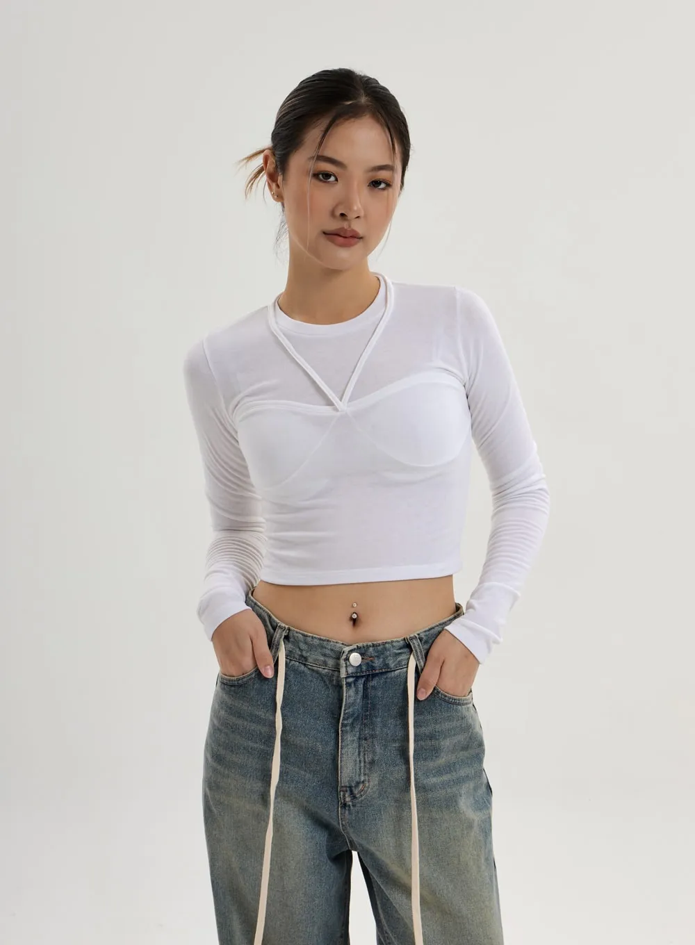 Fake Layered Crop Top CN17