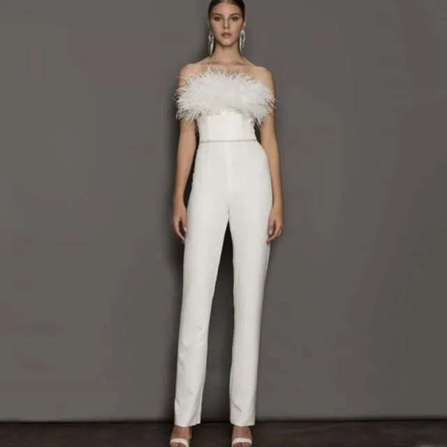 Feathered Wedding Jumpsuit