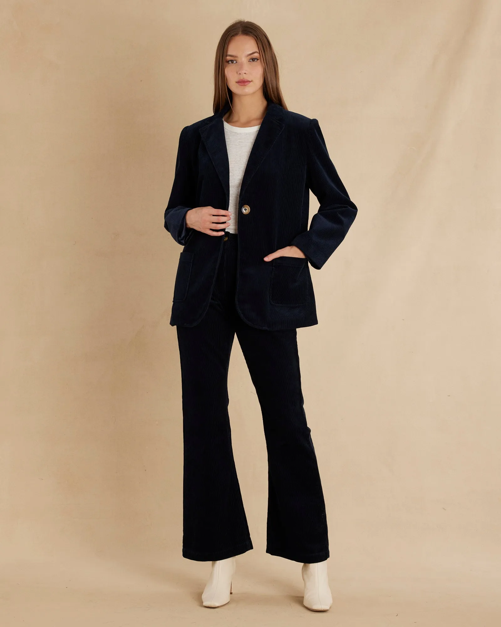 Flavie Corduroy Blazer - Navy