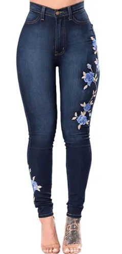 FLORAL EMBROIDERED JEANS