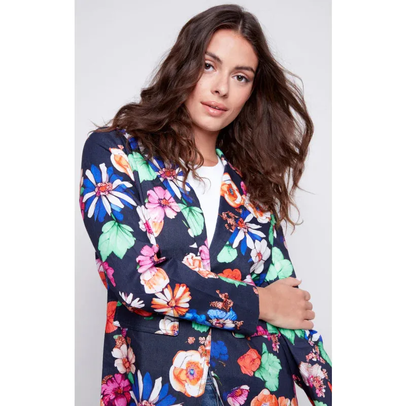 FLORAL PRINTED LINEN BLAZER