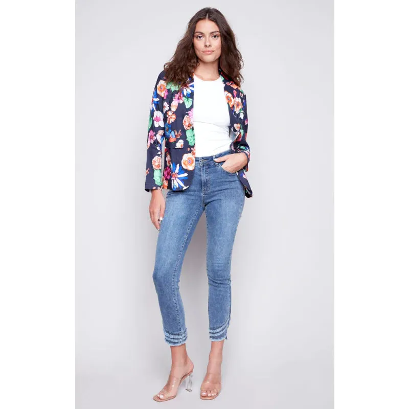 FLORAL PRINTED LINEN BLAZER