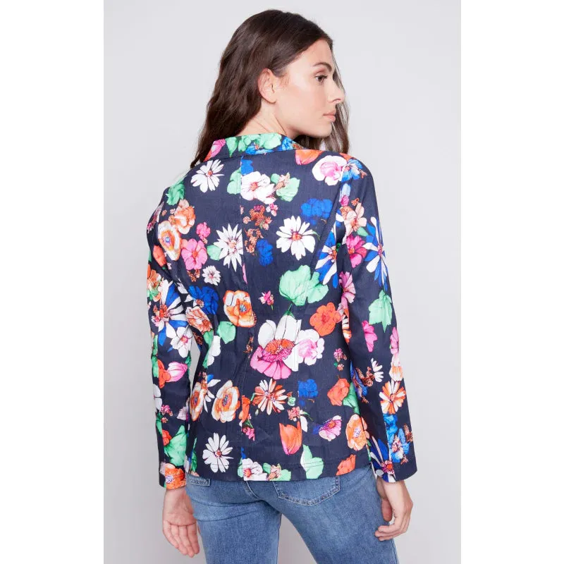 FLORAL PRINTED LINEN BLAZER