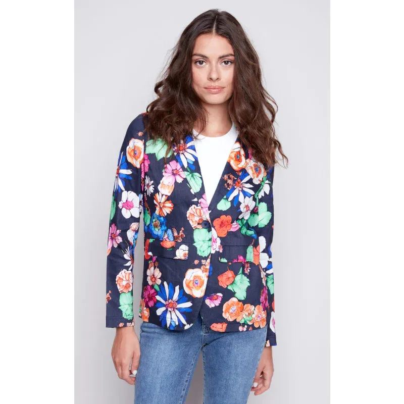 FLORAL PRINTED LINEN BLAZER