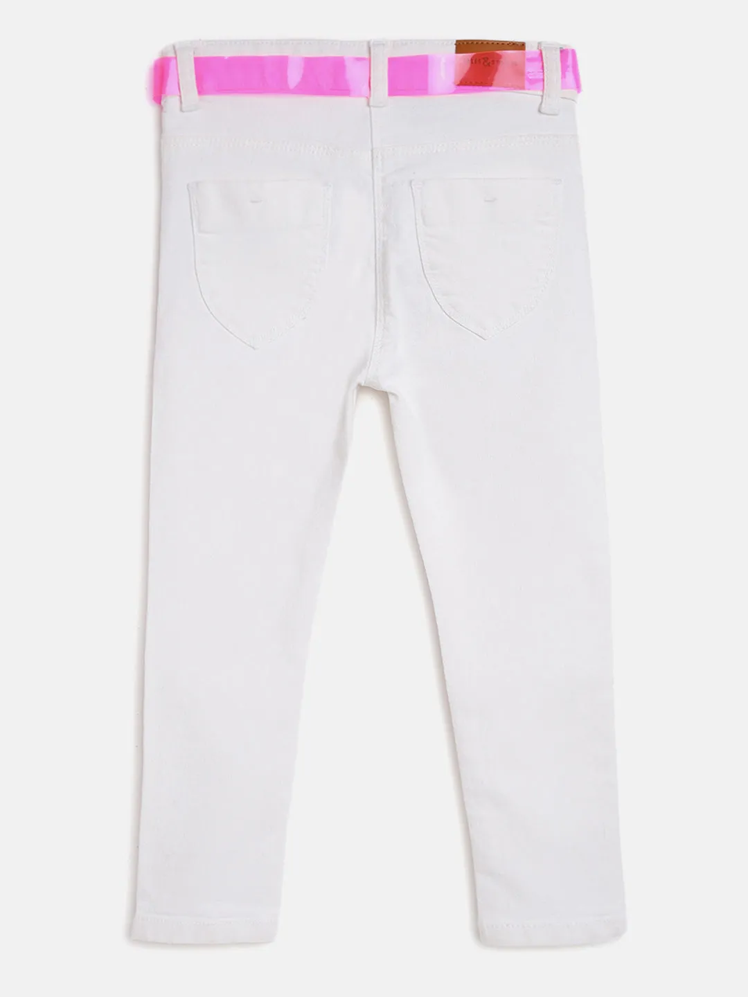 Girls White Slim Fit Jeans