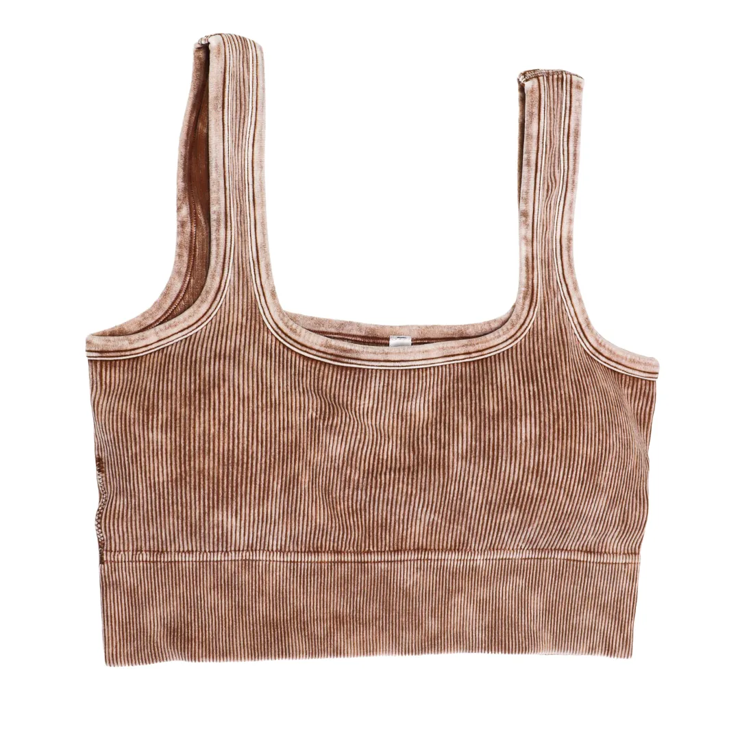 Hailey Washed Ribbed Crop Top Bralette