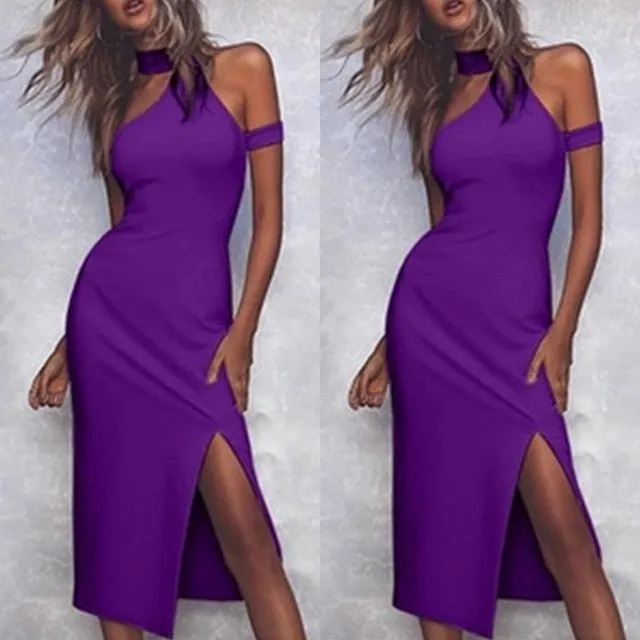 Halter Off Shoulder Sleeveless High Slit