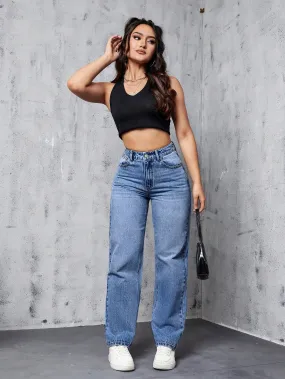 High Rise Straight Leg Jeans